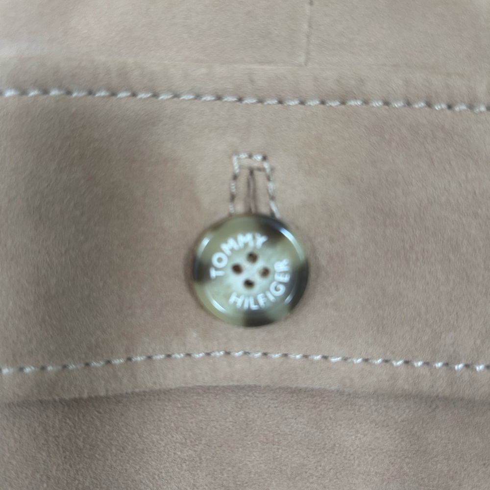 Tommy Hilfiger Vintage 100% Suede Leather Button-Front Tan A-Line Skirt Size 6 - Picture 6 of 12